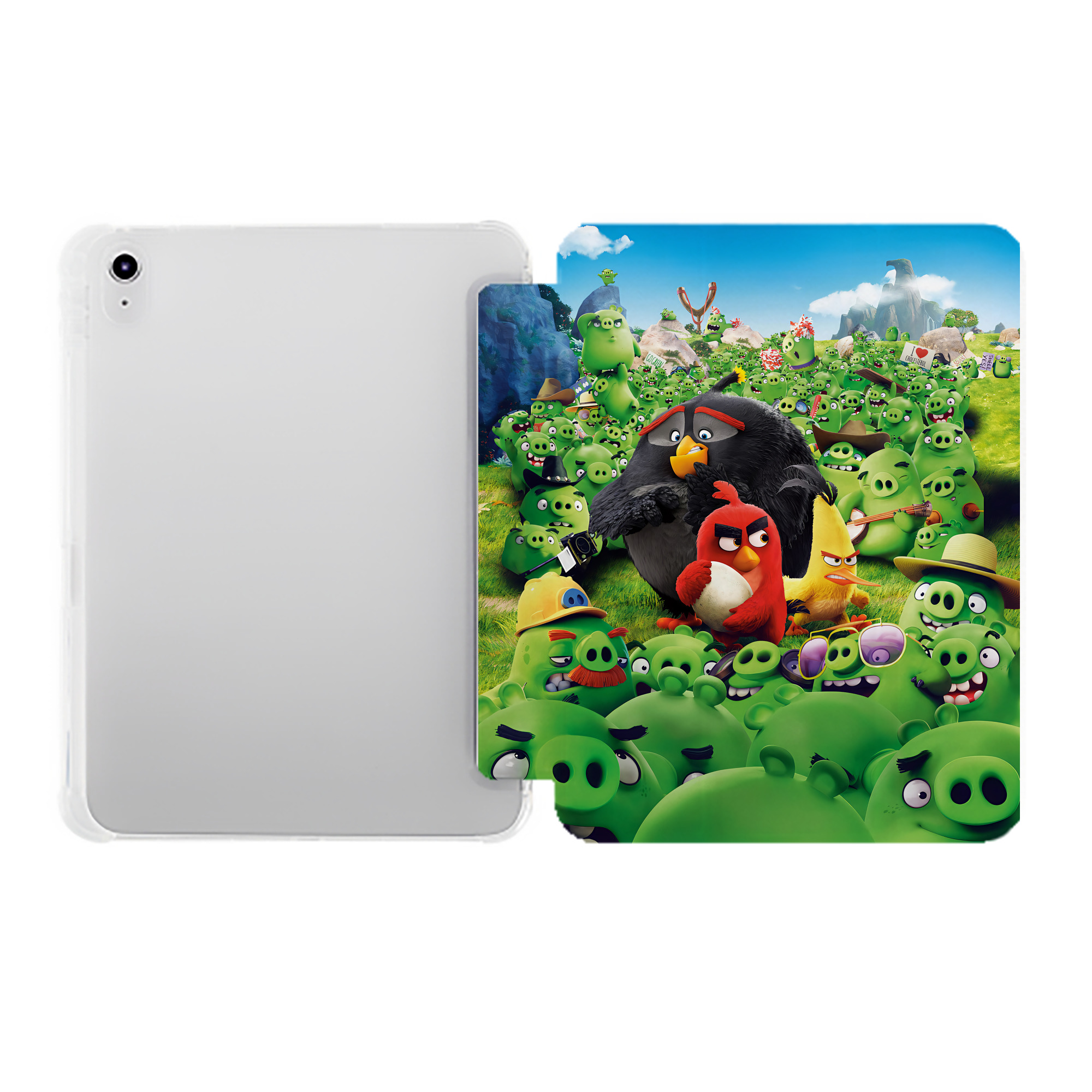 （画像用） Angry Birds アングリーバード IPad ケース ペン収納付き 三つ折りスタンド PUレザー×シリコン 対応機種9.5/10.5/10.9インチ